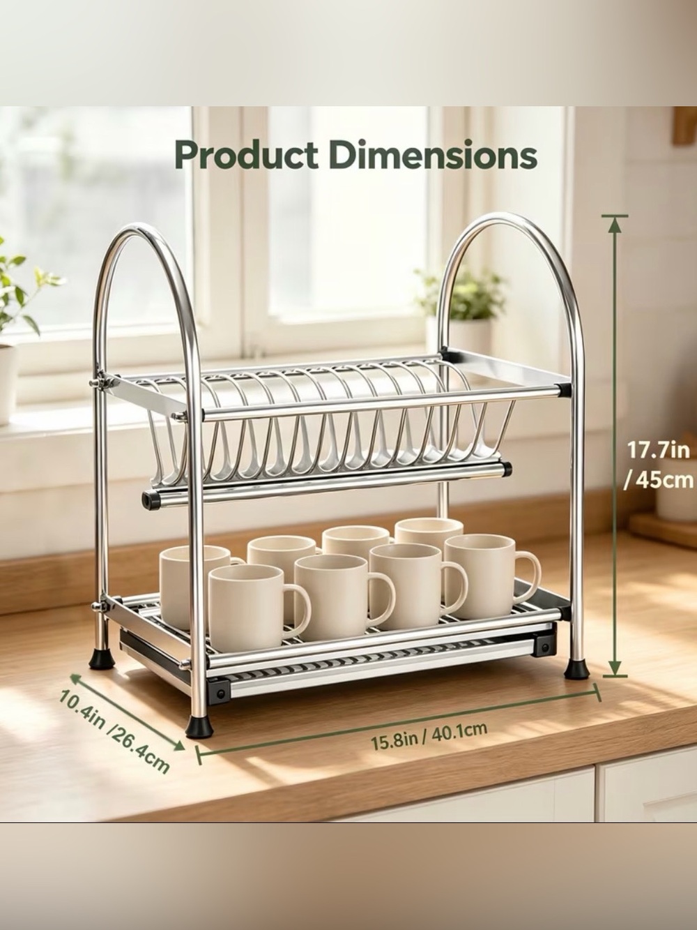Chrome 2-Tier Dish Drying Rack - Home Kitchen